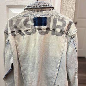 KSUBI Logo Stencil Denim Trucker Jacket Small NWT